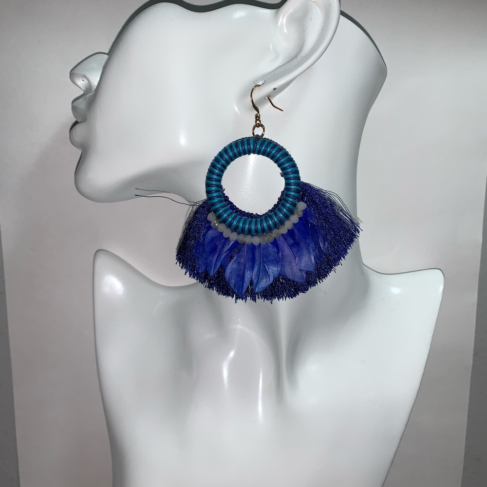 NWT authentic SSY handwrapped SILK hoop TASSELS